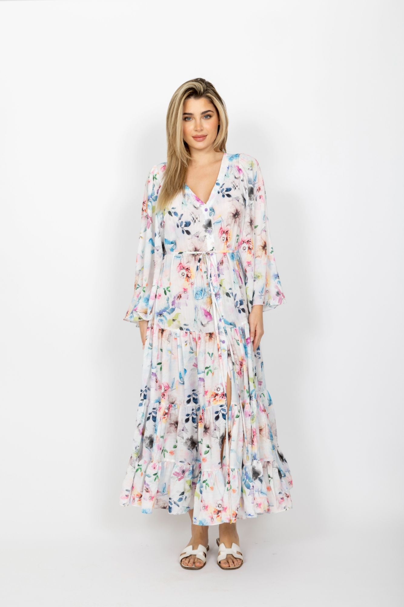 hawaii bell sleeve dress front