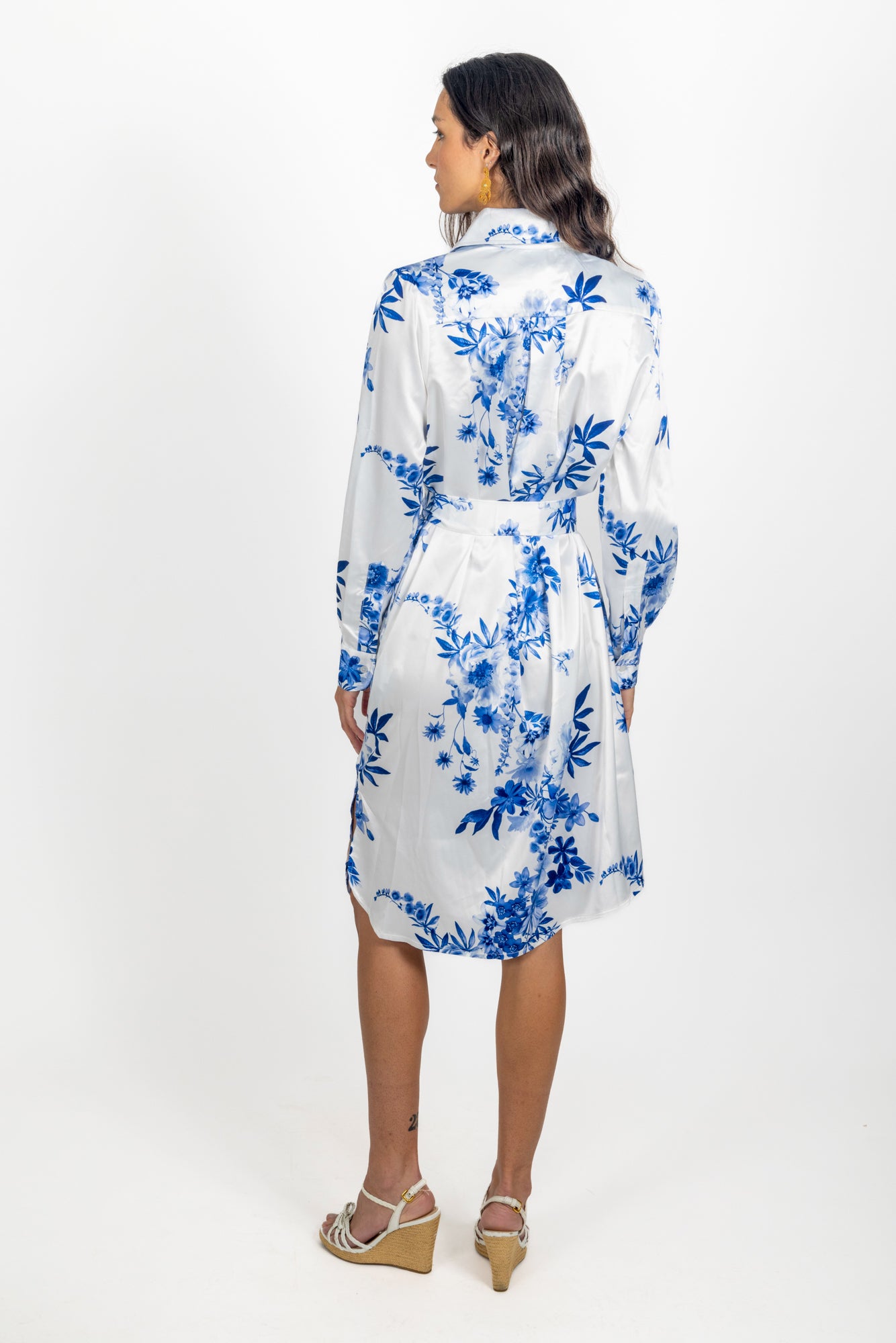 naples shirt dress botanical blue back view