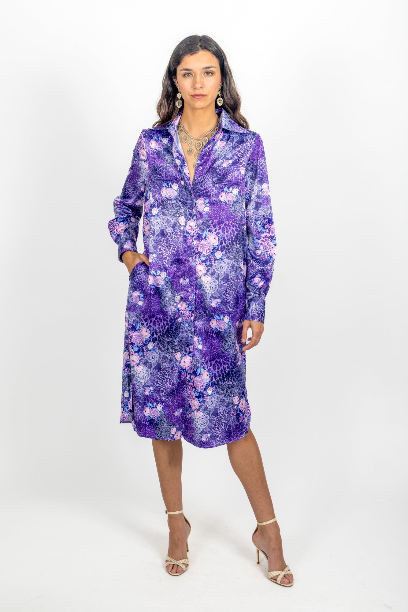 naples shirt dress purple lace front angle