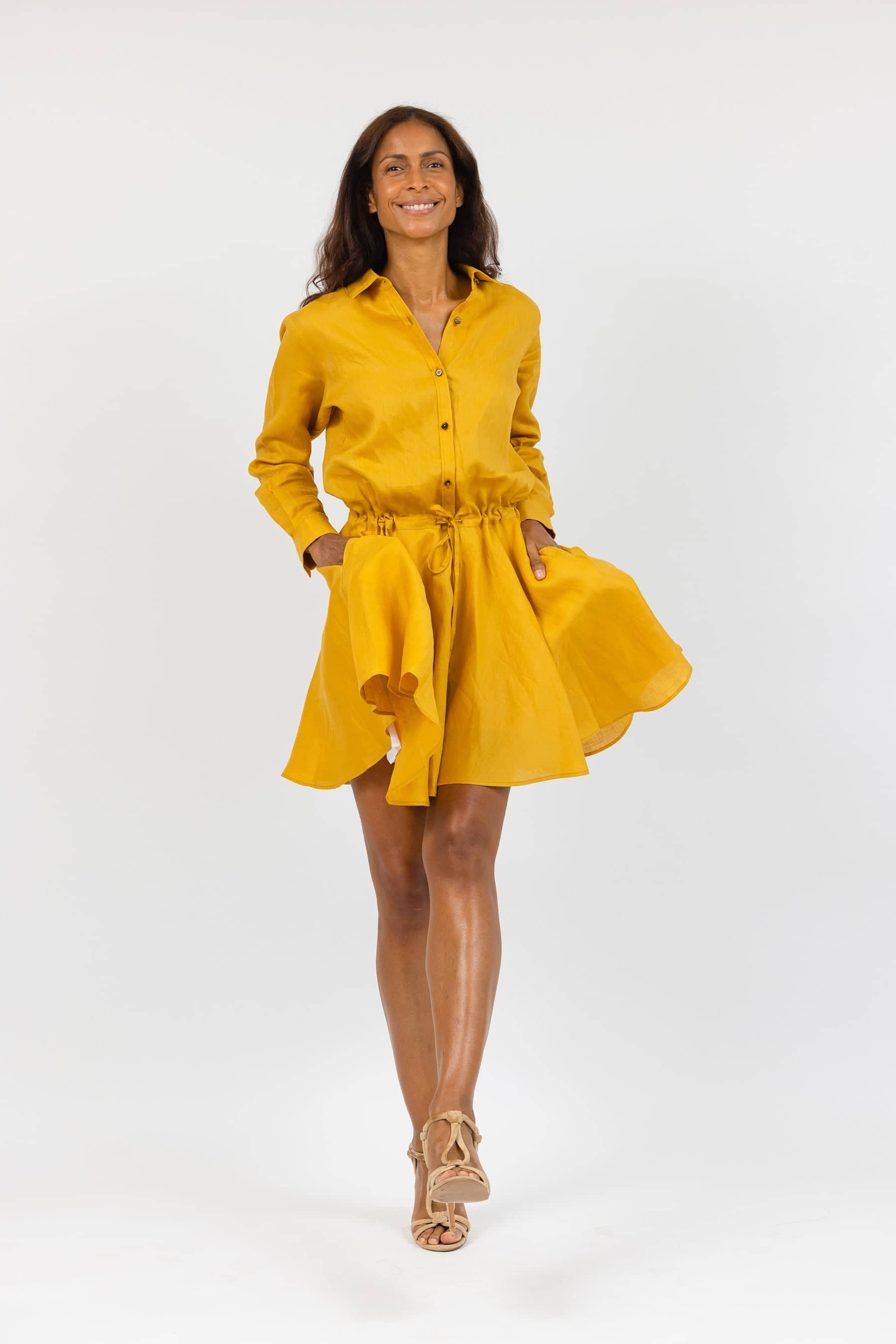 Monaco Linen Dress - Citron S Monaco Linen Dress - Citron S