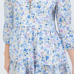 boho mini dress in blue floral by cari capri - design detail