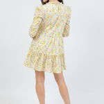 boho mini dress in yellow floral by cari capri - back