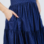 santorini maxi dress in navy by cari capri - design details