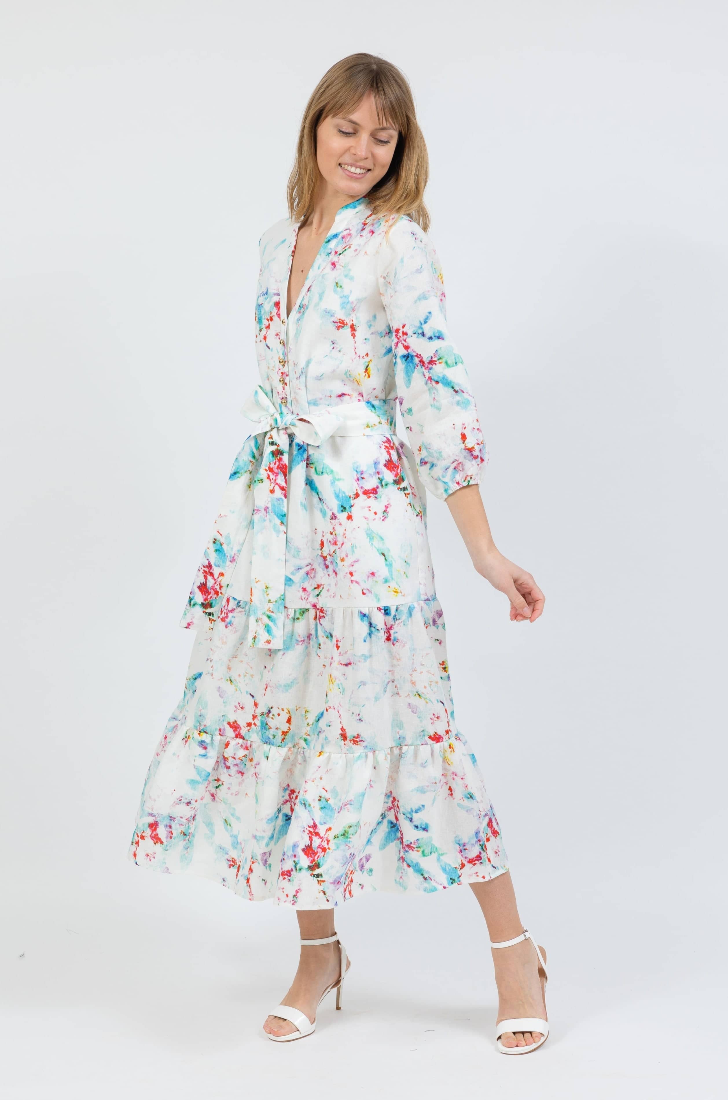 The St. Barts Belted Maxi Dress | Luxury Linen Dress by Cari Capri