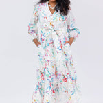 st barts belted linen maxi dress by cari capri - luxury women's dress