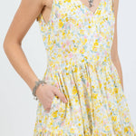 strappy maxi dress in yellow floral - design details