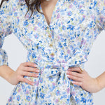 belted maxi dress in blue floral - pattern view