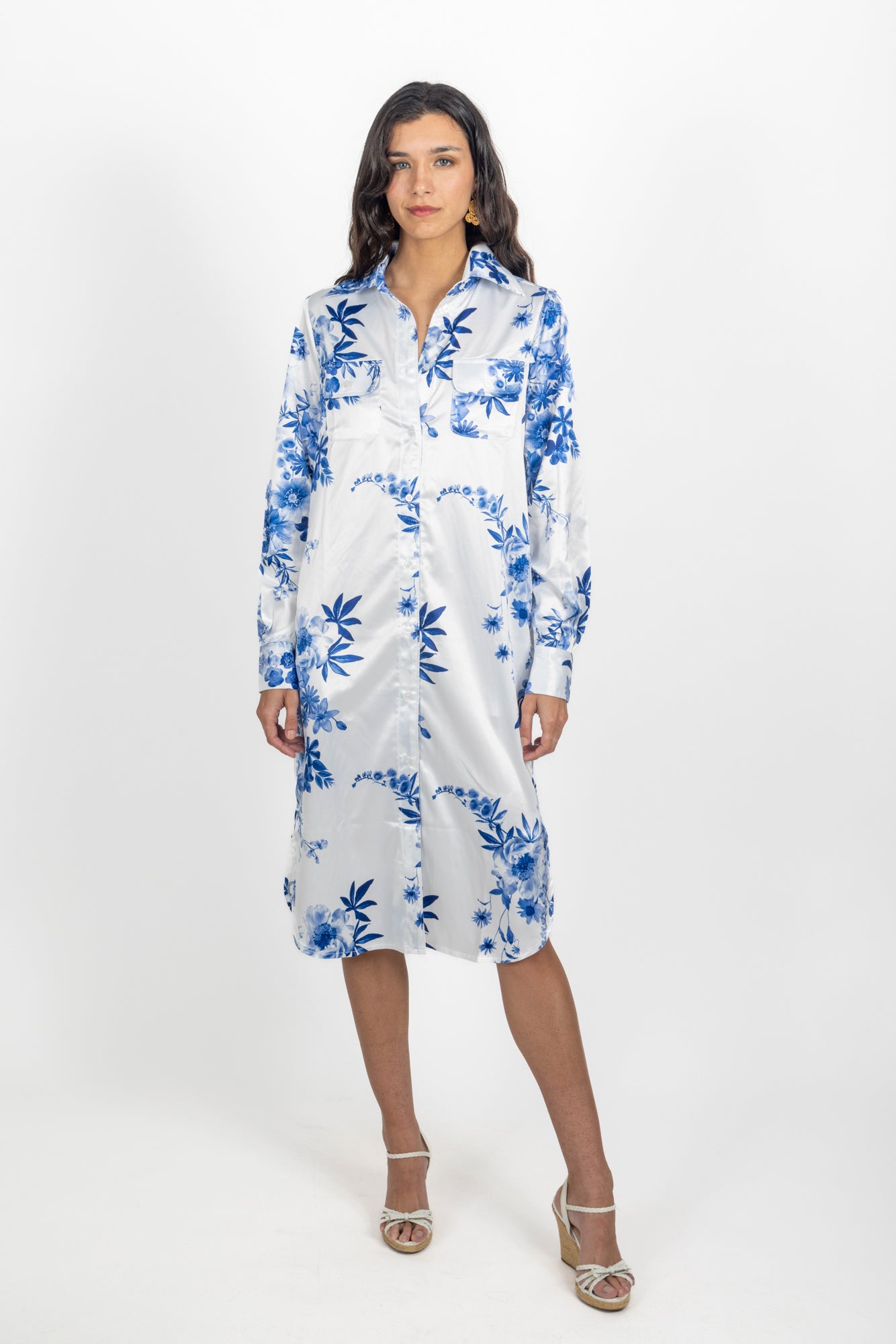 naples shirt dress botanical blue front angle