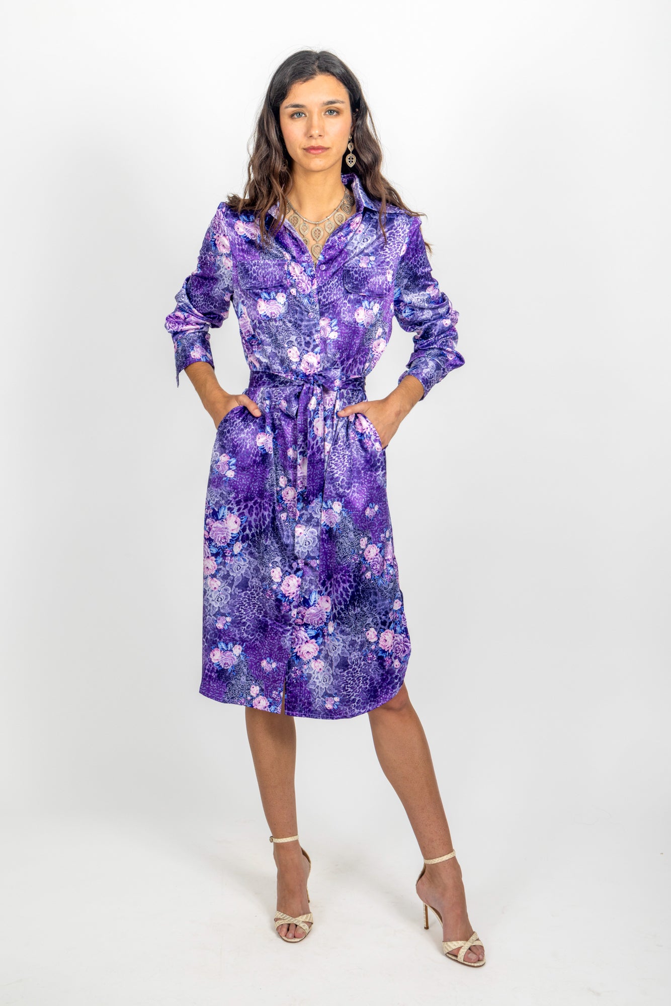 The Naples Shirt Dress - Purple Lace M
