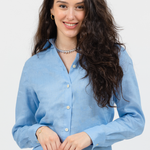 Malta Linen Button-Up - Cool Blue