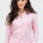 Malta Linen Button-Up - Pink
