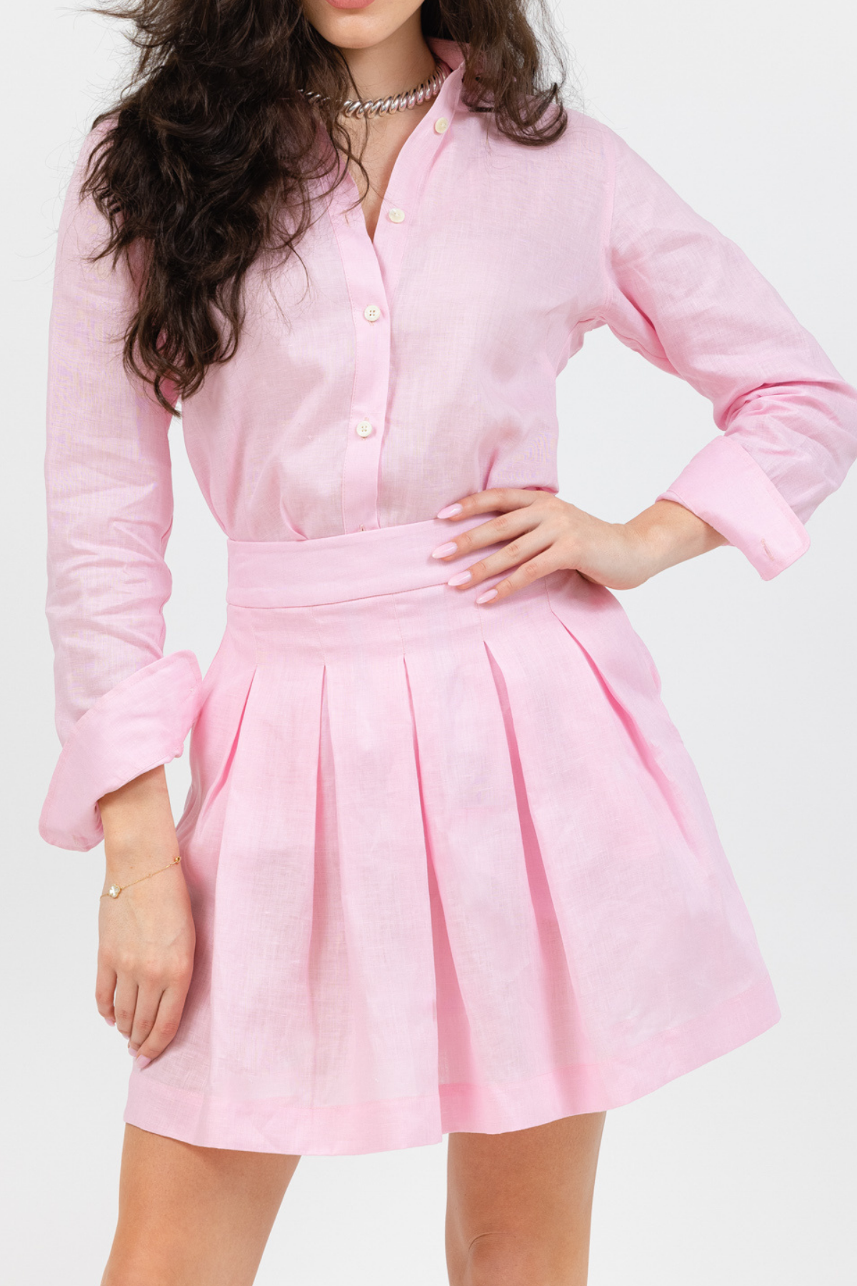 Monaco Linen Skirt - Pink