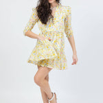 boho mini dress in yellow floral by cari capri - luxury women's mini dress