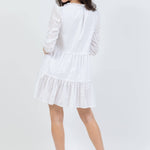 santorini mini dress in white eyelet color - back