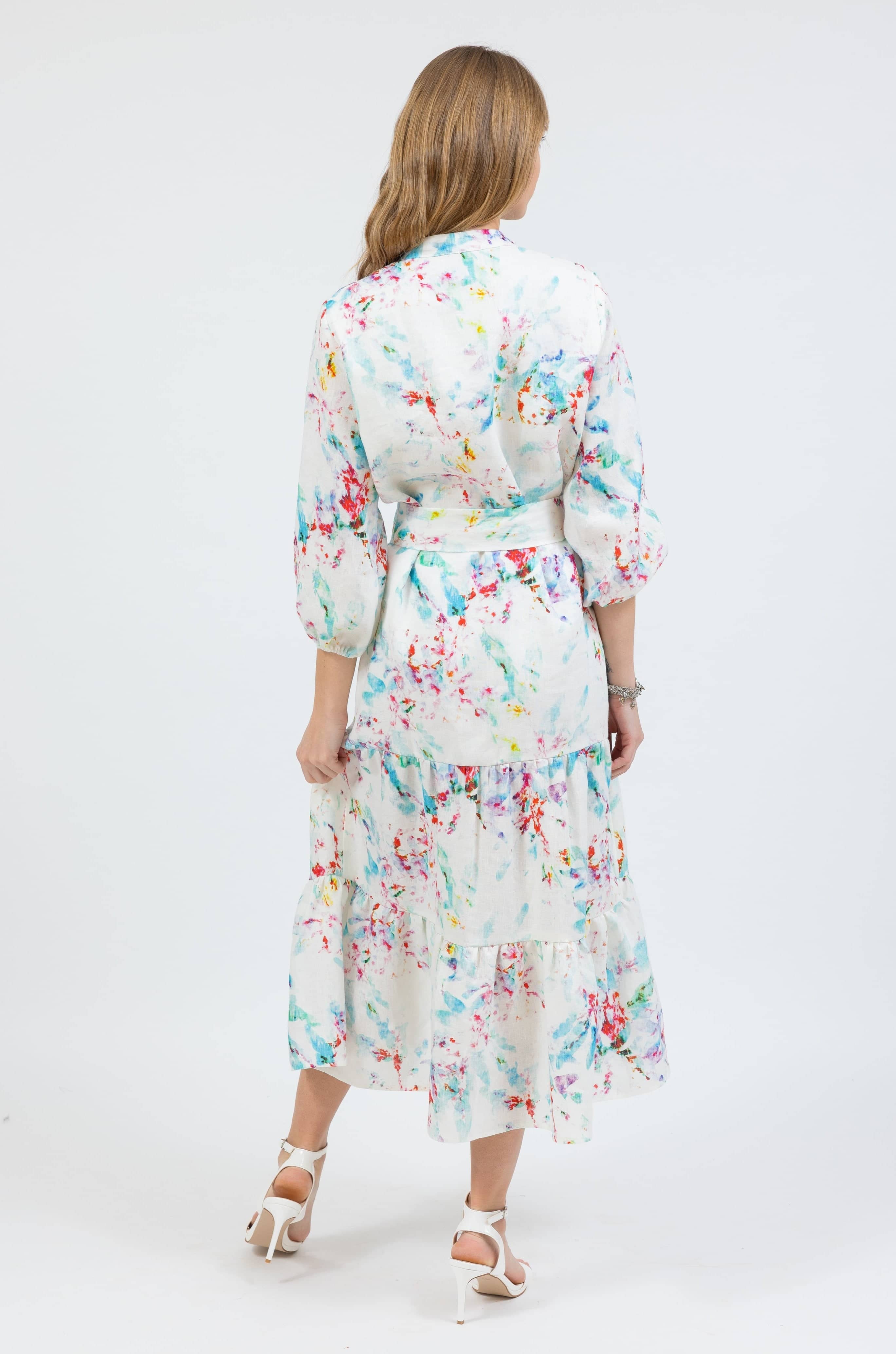 st barts belted linen maxi dress by cari capri - back