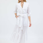 st. barts belted maxi dress in white by cari capri - front