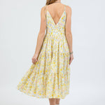 strappy maxi dress in yellow floral - back